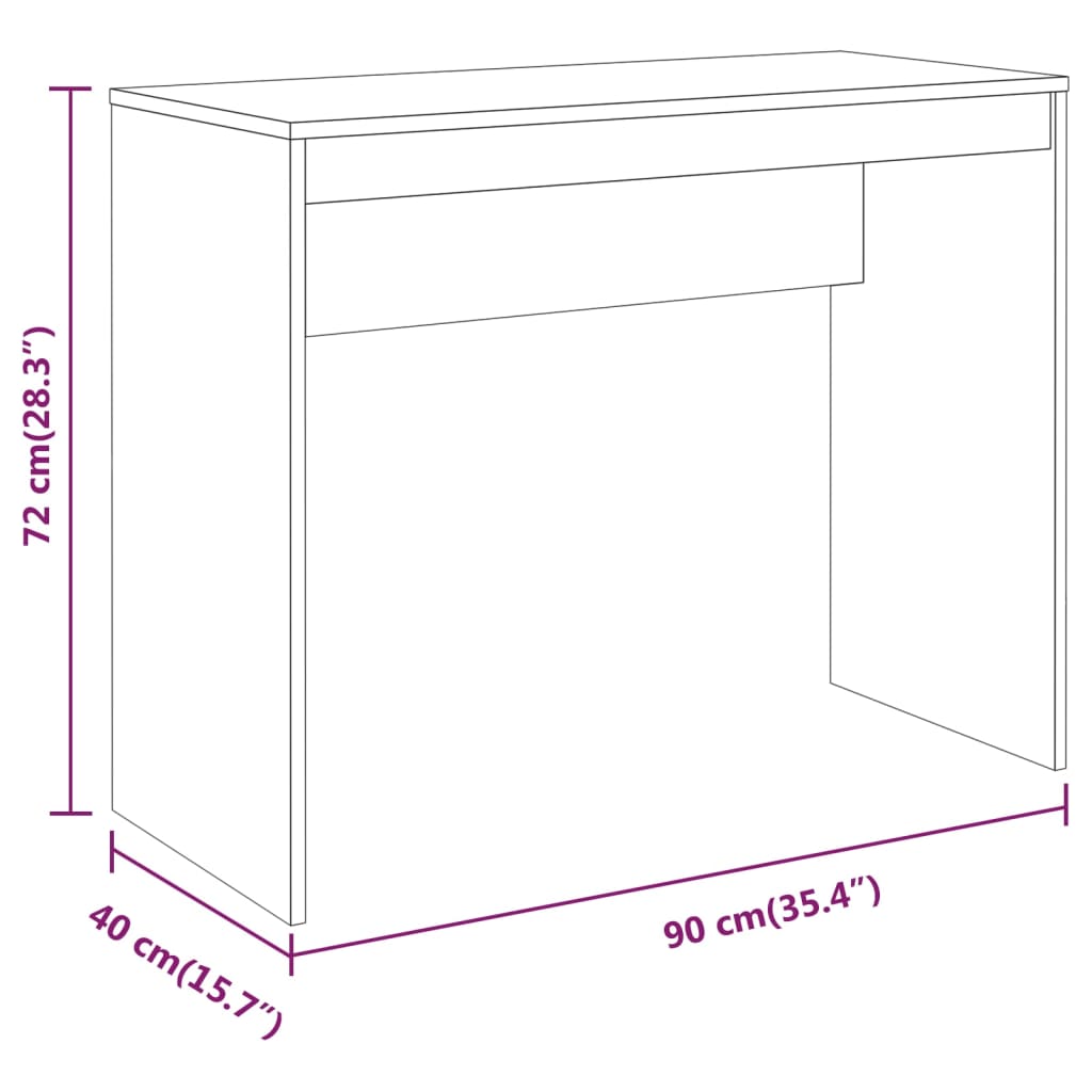 vidaXL Rašomasis stalas, pilkos ąžuolo spalvos, 90x40x72cm, mediena