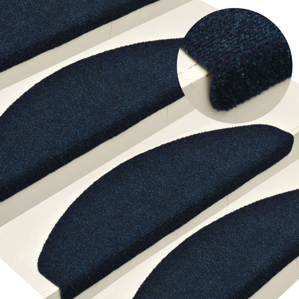 vidaXL Lipnūs laiptų kilimėliai, 15vnt., tamsiai mėlyni, 56x17x3cm