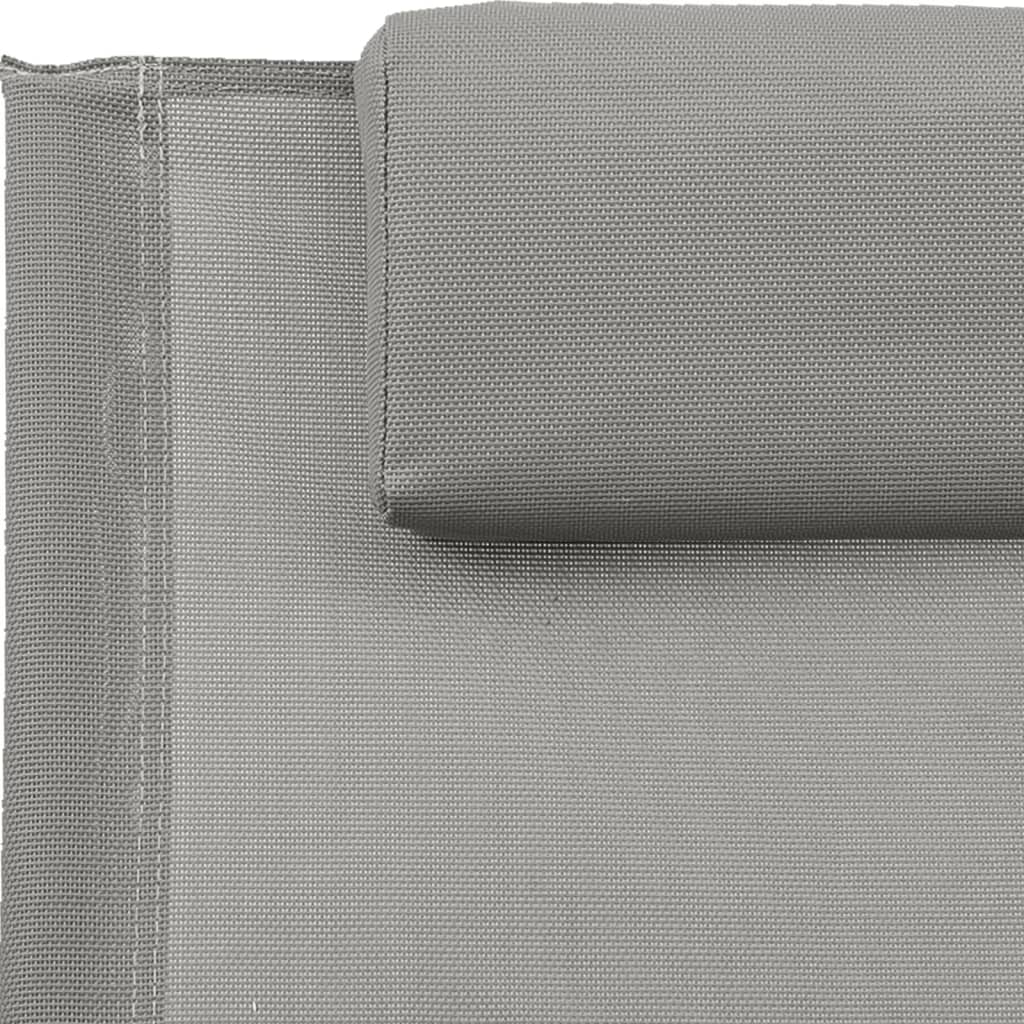 vidaXL Saulės gultas su pagalve, pilkos spalvos, plienas/tekstilenas