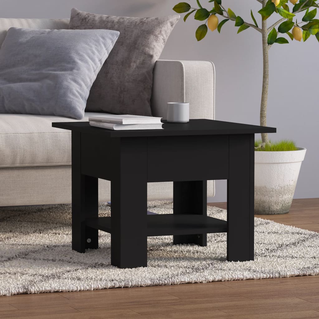 vidaXL Kavos staliukas, juodos spalvos, 55x55x42cm, MDP