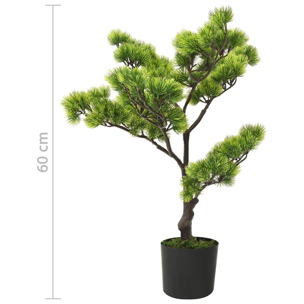 vidaXL Dirbtinis pinus bonsai medelis su vazonu, 60cm, žalios spalvos