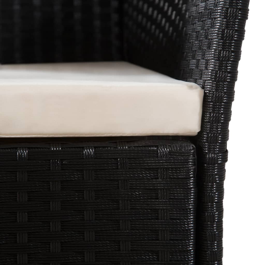 vidaXL Lauko kėdės su pagalvėlėmis, 2 vnt., poliratanas, juodos sp.