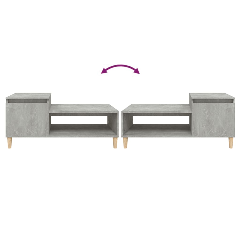 vidaXL Kavos staliukas, betono pilkas, 100x50x45cm, apdirbta mediena
