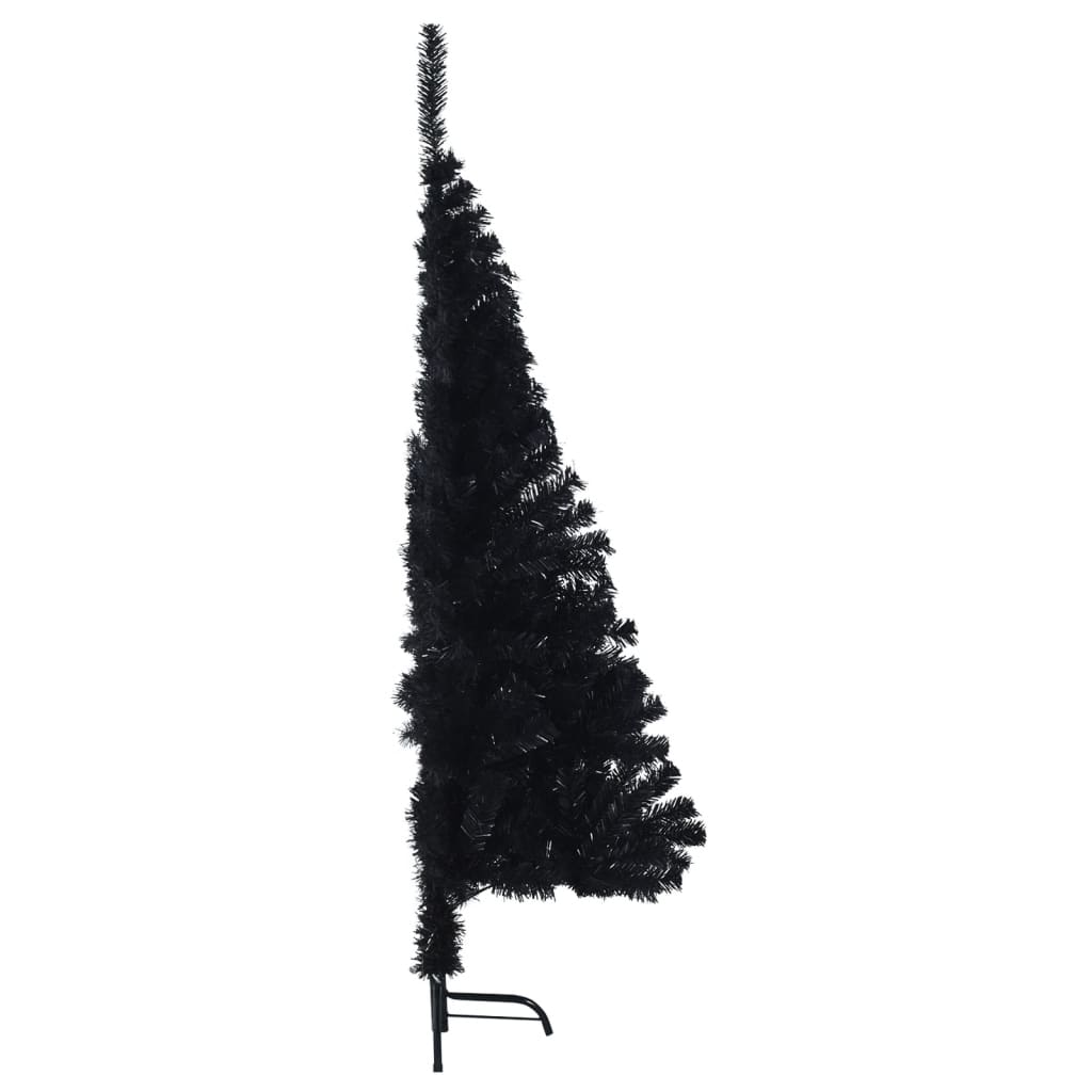 vidaXL Dirbtinė pusinė Kalėdų eglutė su stovu, juoda, 150cm, PVC