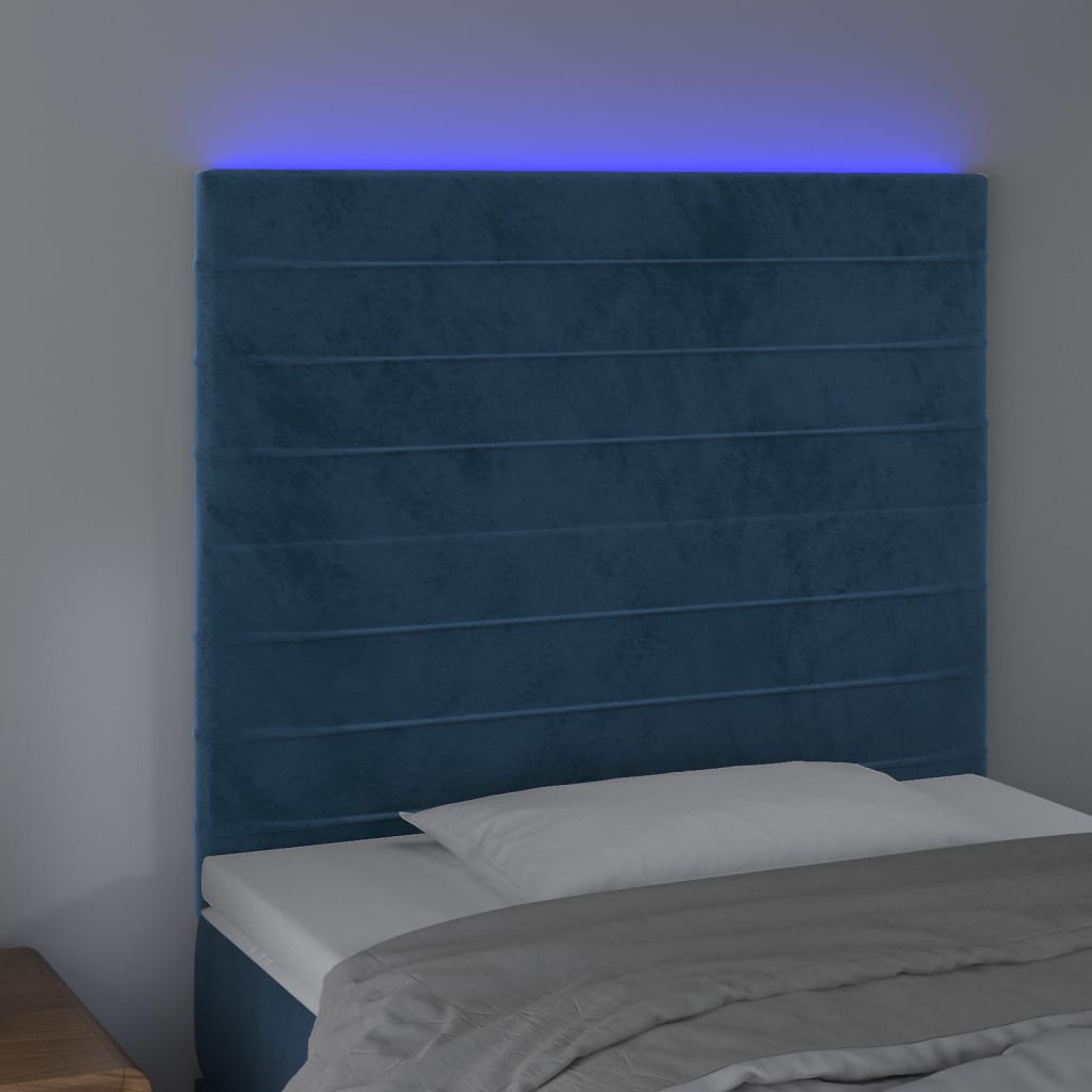 vidaXL Galvūgalis su LED, tamsiai mėlynas, 100x5x118/128cm, aksomas