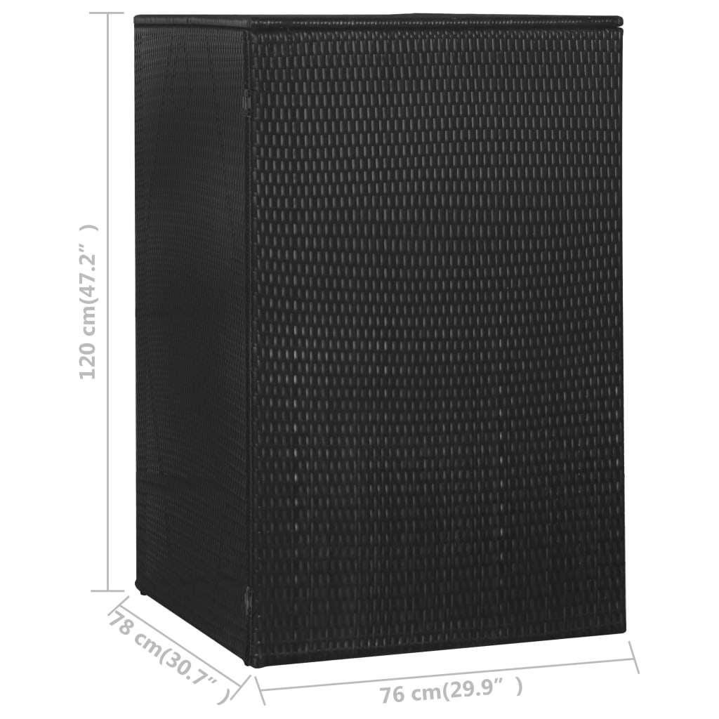 vidaXL Konteinerio stoginė, juoda, 76x78x120cm, poliratanas, vienvietė