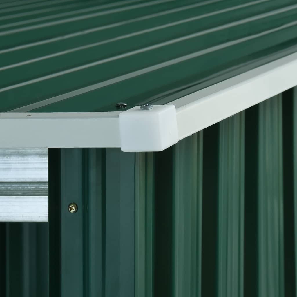 vidaXL Sodo pašiūrė su stogu, žalios spalvos, 346x236x181cm, plienas