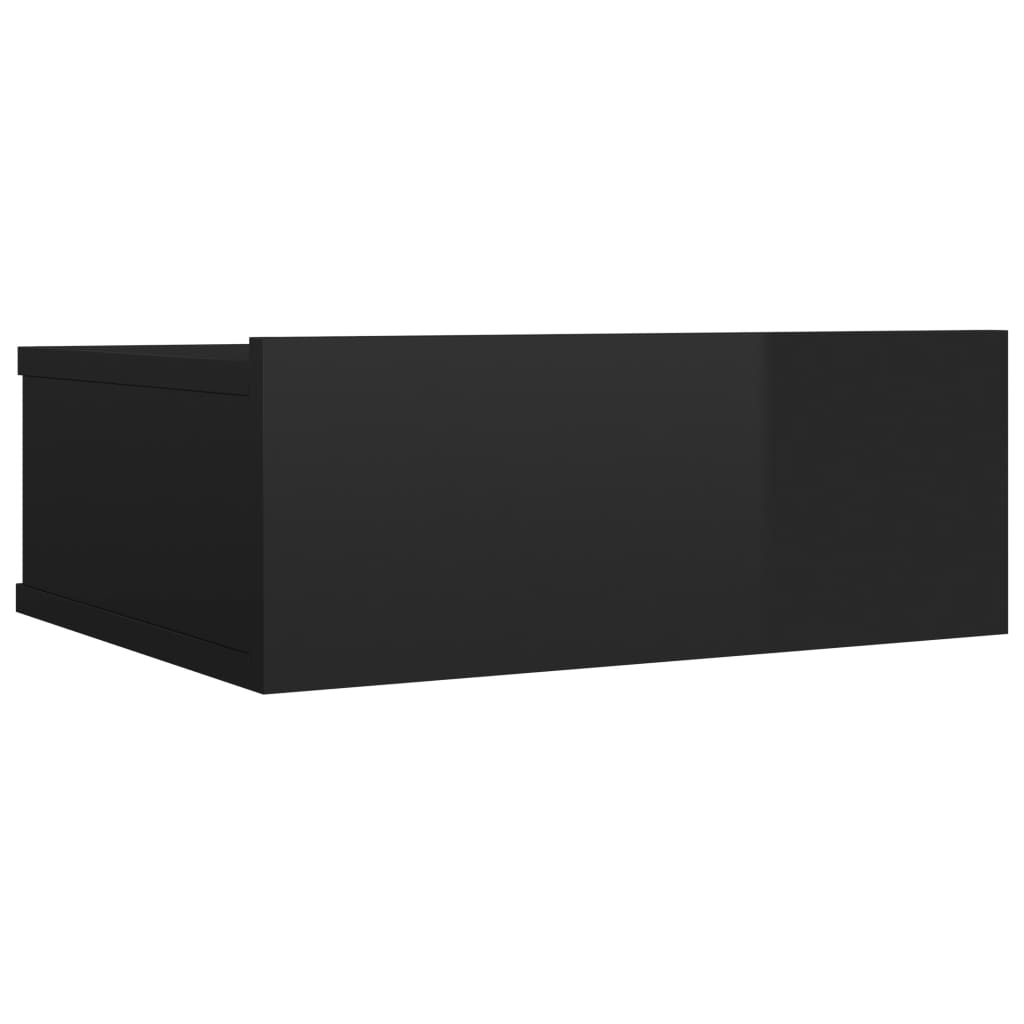 vidaXL Pakab. naktinis staliukas, juodos sp., 40x30x15cm, MDP, blizgus