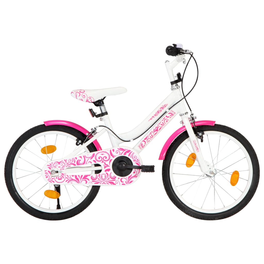 vidaXL Vaikiškas dviratis, rožinės ir baltos spalvos, 18 colių