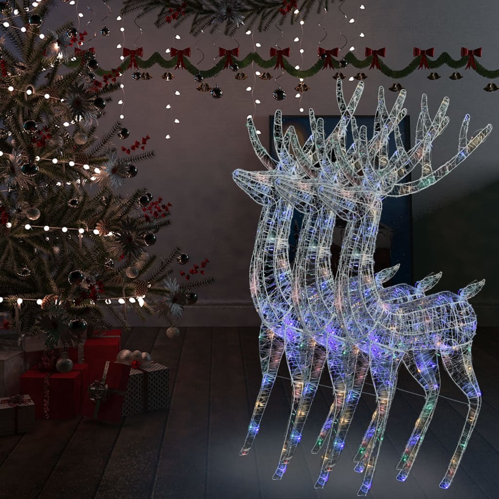vidaXL Kalėdinės dekoracijos elniai, 3vnt., 180cm, akrilas, 250 LED