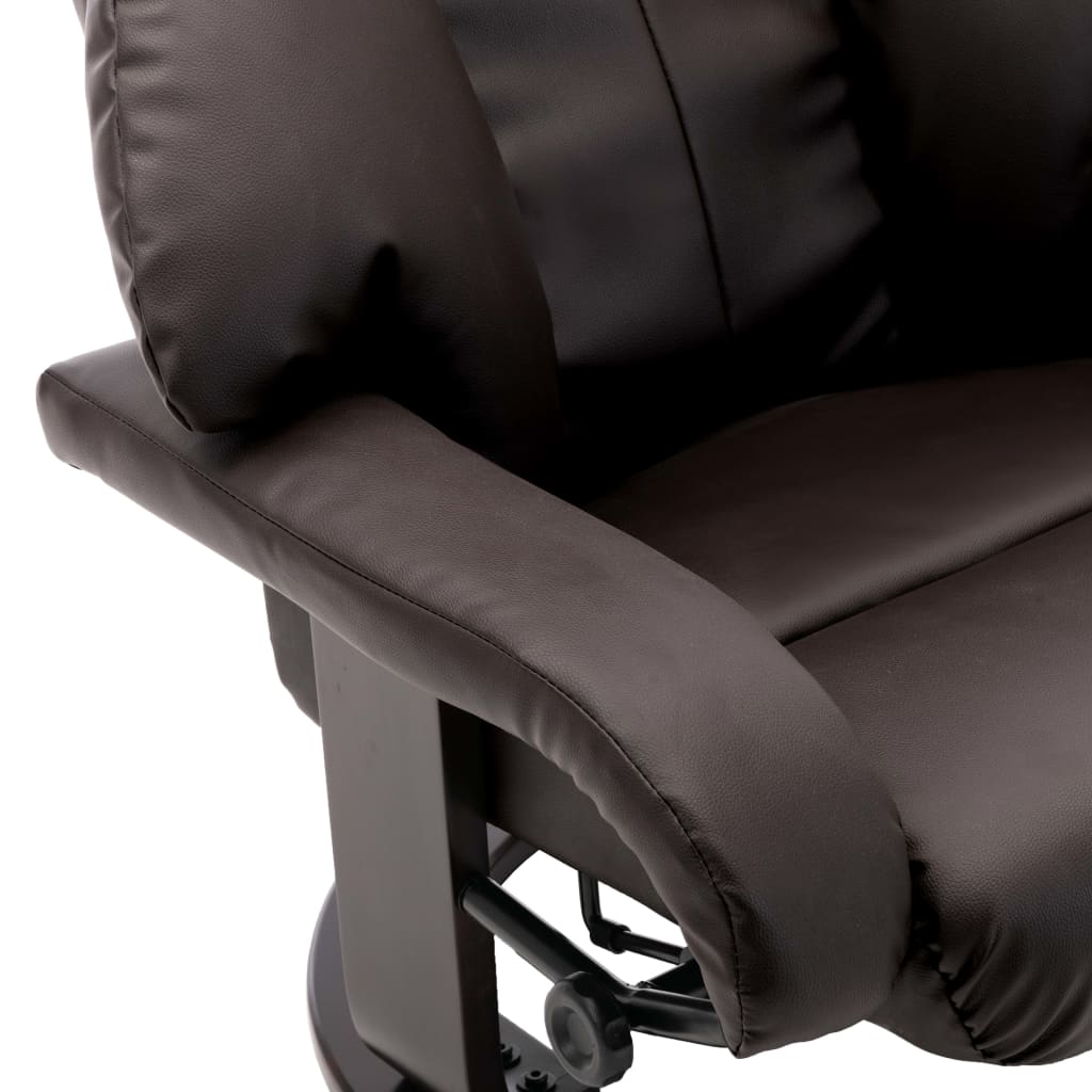 vidaXL Atlošiamas TV krėslas su pakoja, rudos spalvos, dirbtinė oda