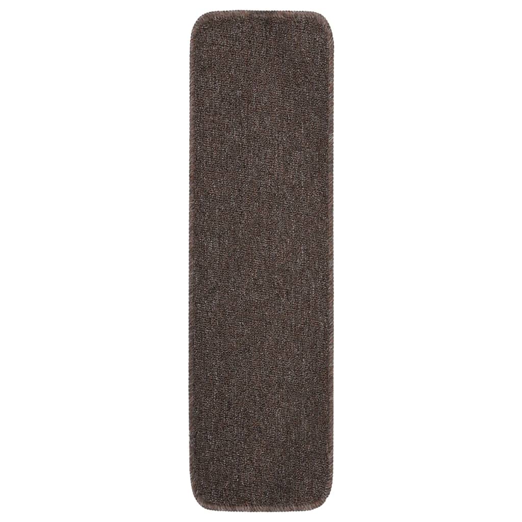 vidaXL Neslystantys laiptų kilimėliai, 15vnt., rudi, 75x20cm