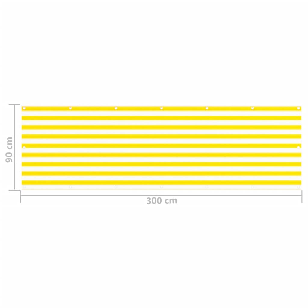 vidaXL Balkono pertvara, geltonos ir baltos spalvos, 90x300cm, HDPE