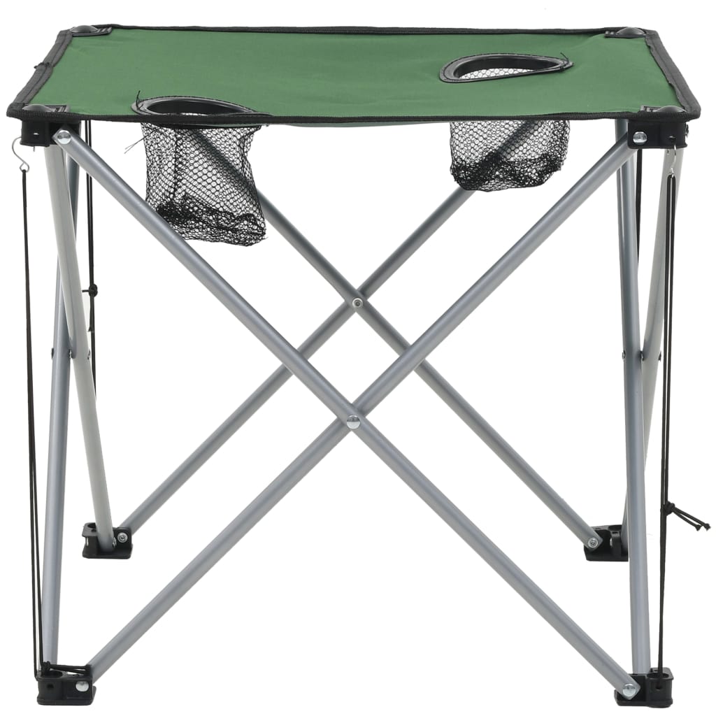 vidaXL Stovyklavimui skirtas stalo ir kėdžių kompl., 3 d., žalias