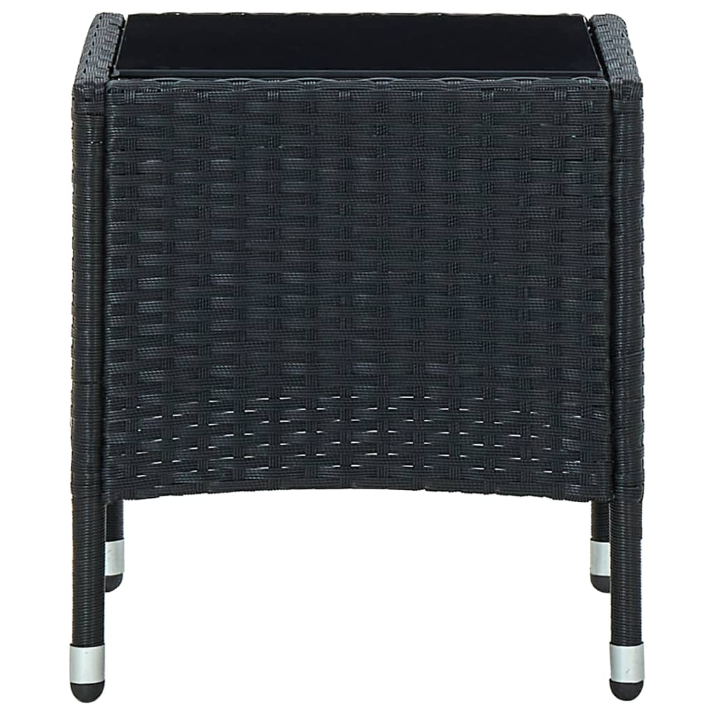 vidaXL Sodo stalas, juodos spalvos, 40x40x45, poliratanas