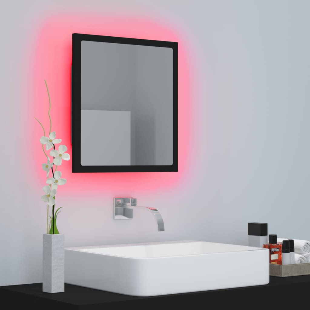 vidaXL Vonios kambario LED veidrodis, juodas, 40x8,5x37cm, akrilas