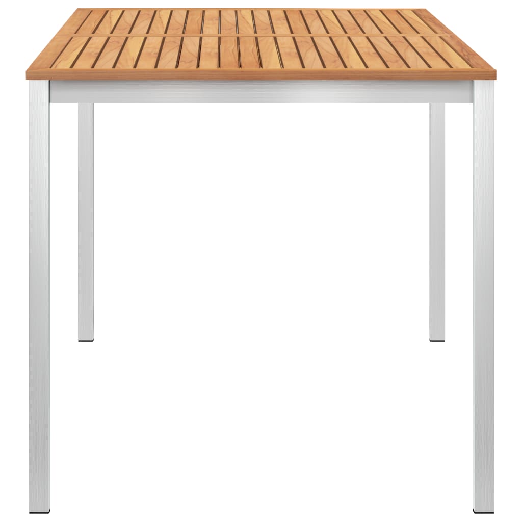 vidaXL Valgomojo stalas, 140x80x75cm, tikmedžio masyvas ir plienas