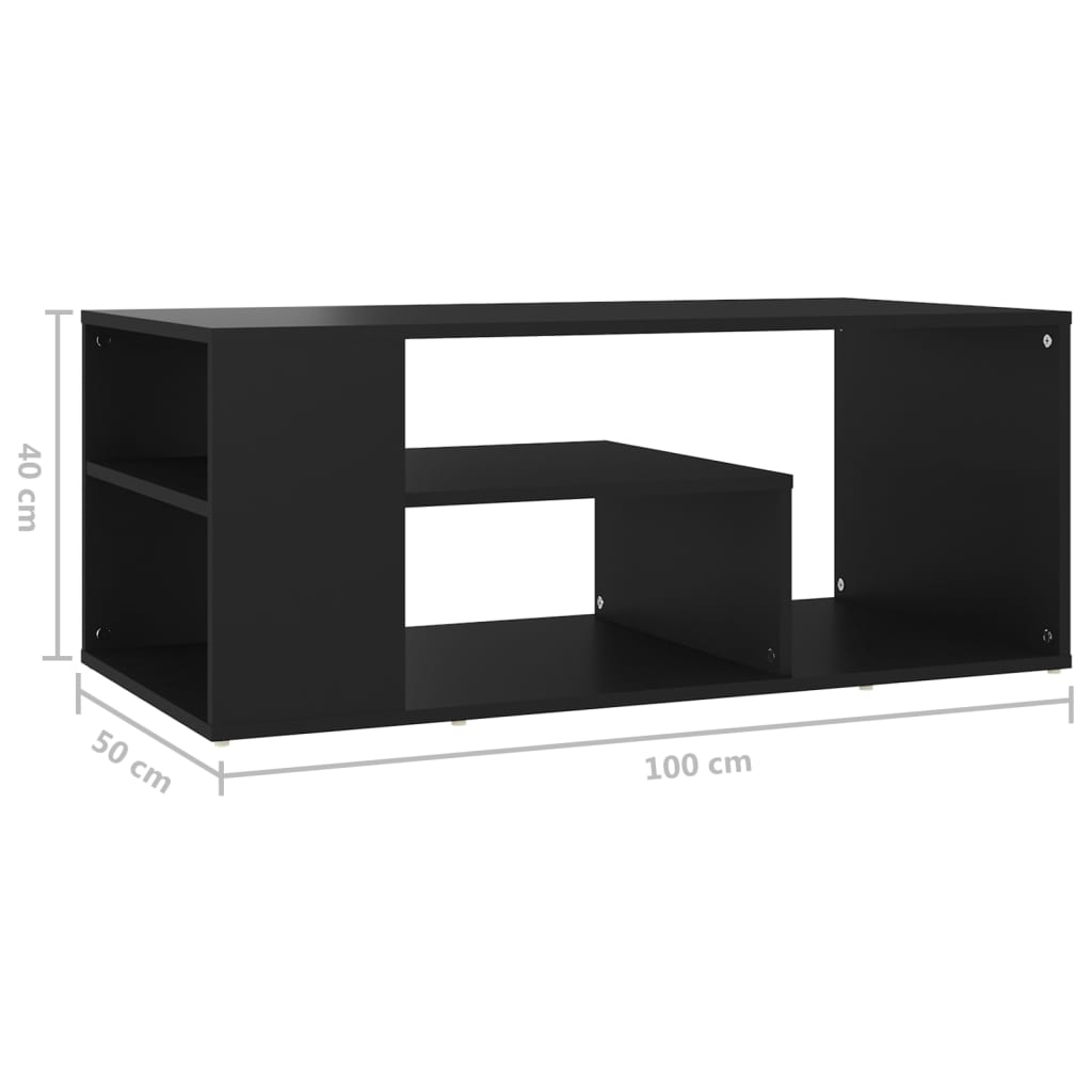 vidaXL Kavos staliukas, juodos spalvos, 100x50x40cm, MDP