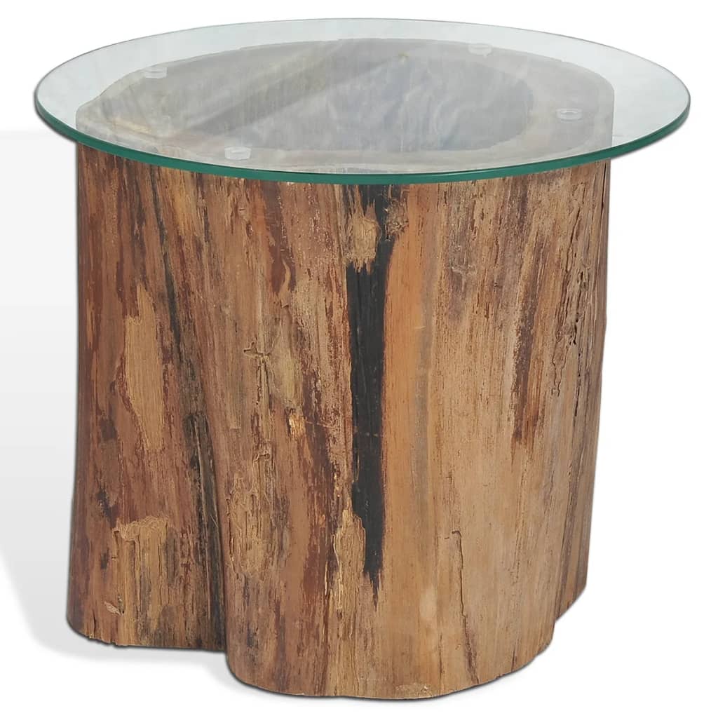 vidaXL Kavos staliukas iš tikmedžio ir stiklo, 50x40cm