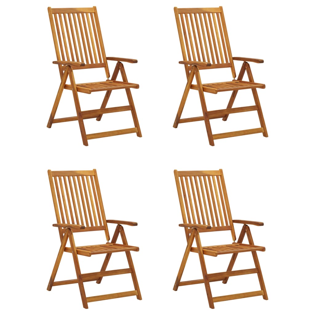 vidaXL Atlošiamos sodo kėdės su pagalvėlėmis, 4vnt., akacijos masyvas