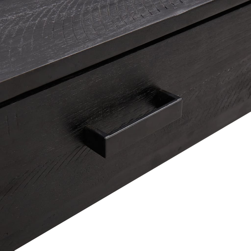 vidaXL Kavos staliukas, juodas, 90x50x35cm, pušies medienos masyvas