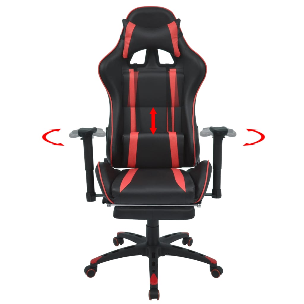 vidaXL Atlošiama biuro/žaidimų kėdė su atrama kojoms, raudona