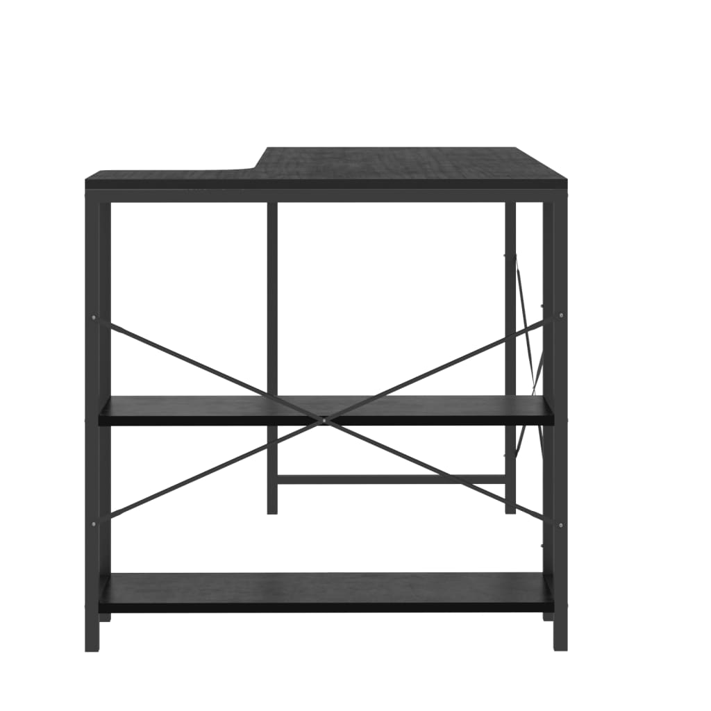 vidaXL Kompiuterio stalas, juodas, 110x72x70cm, apdirbta mediena