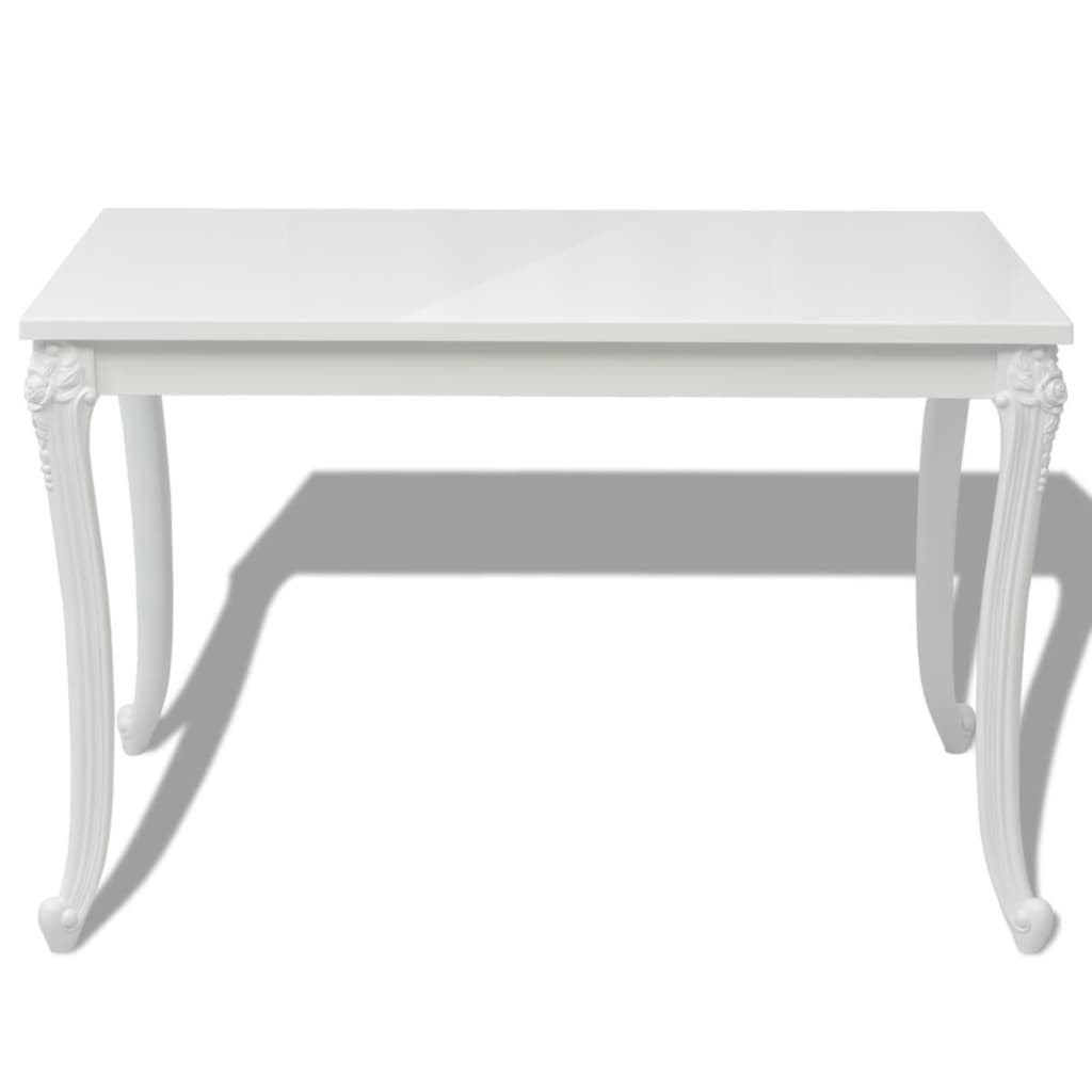 vidaXL Valgomojo stalas, 116x66x76cm, labai blizgus, baltas