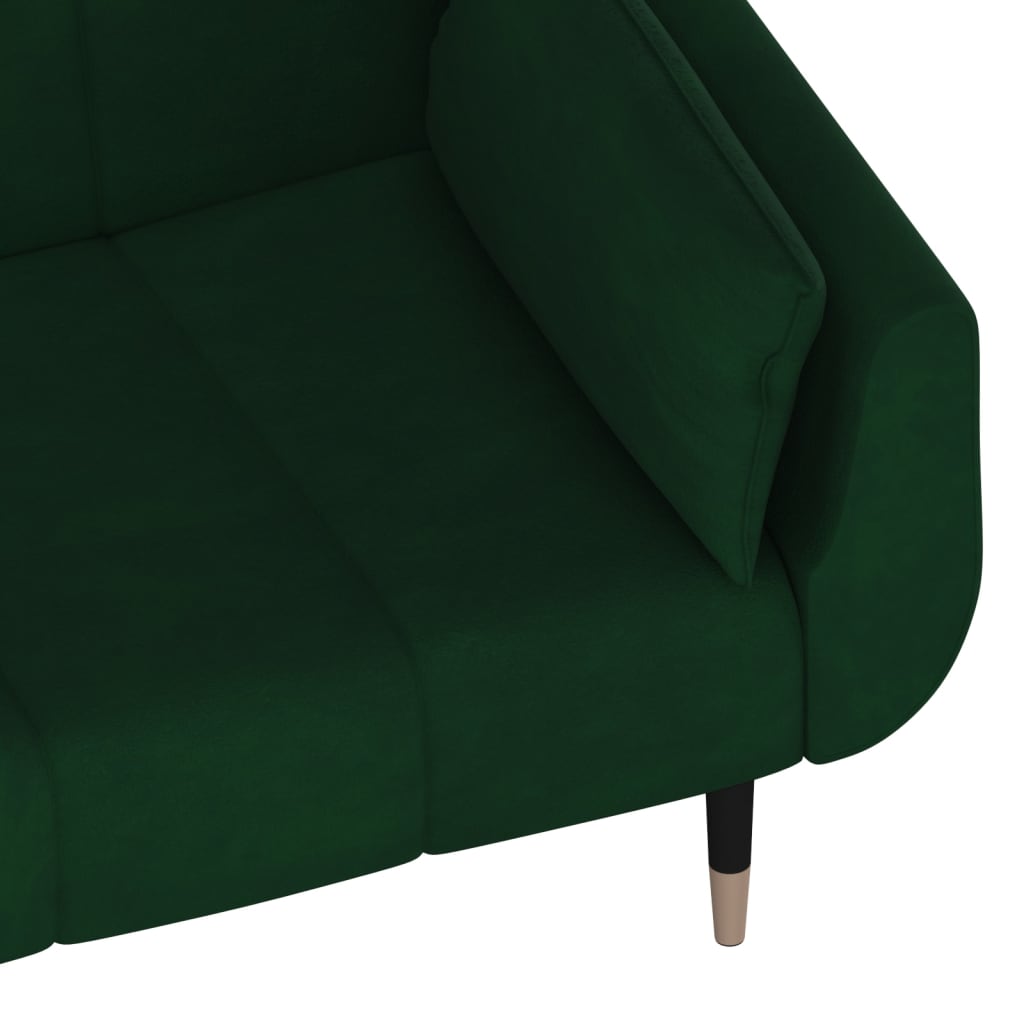 vidaXL Dvivietė sofa-lova su dvejomis pagalvėmis, žalia, aksomas