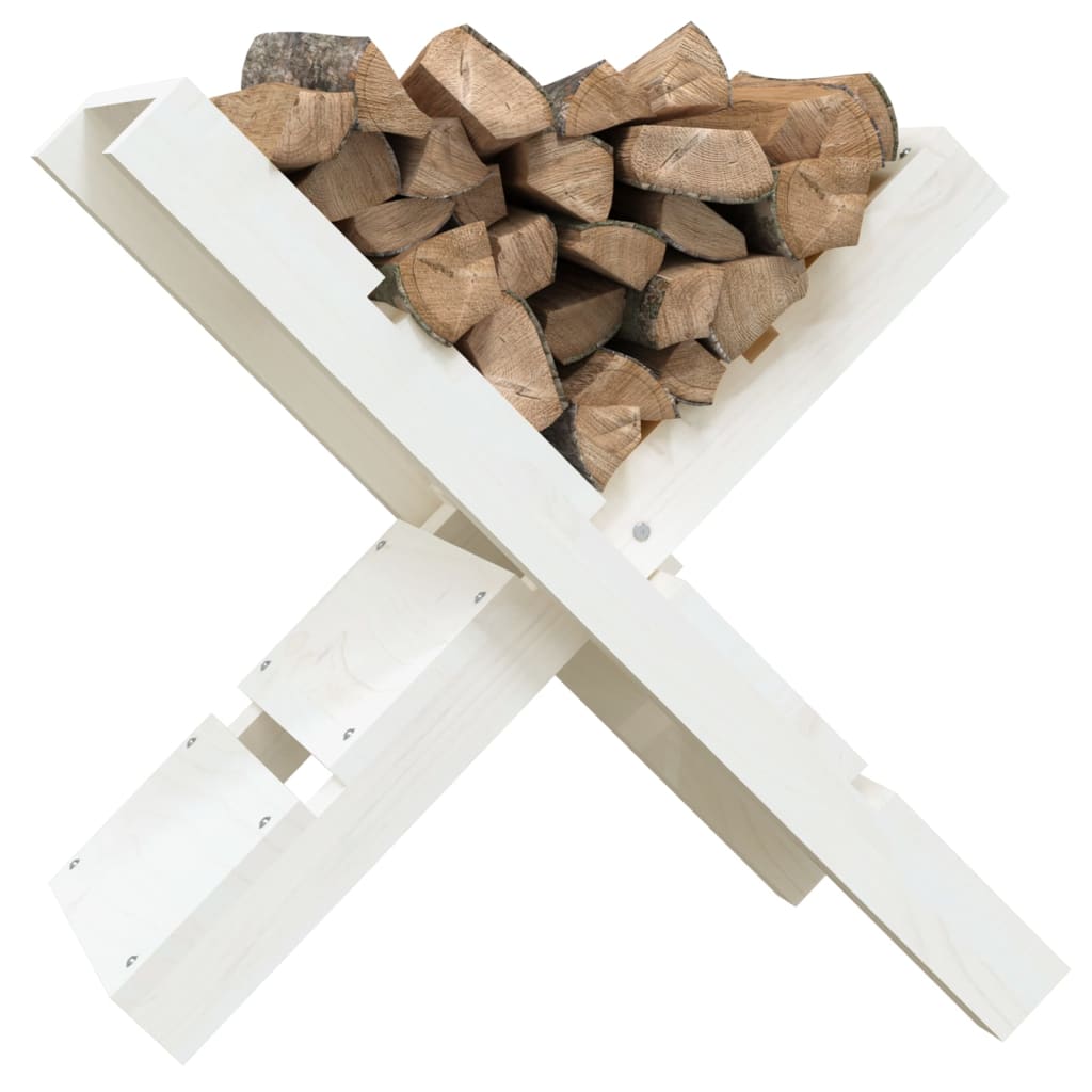 vidaXL Malkų laikiklis, baltas, 47x39,5x48cm, pušies medienos masyvas