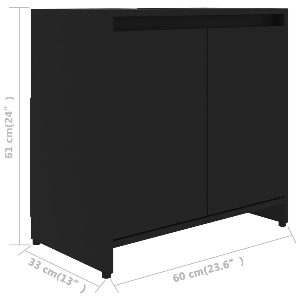 vidaXL Vonios kambario spintelė, juodos spalvos, 60x33x61cm, MDP