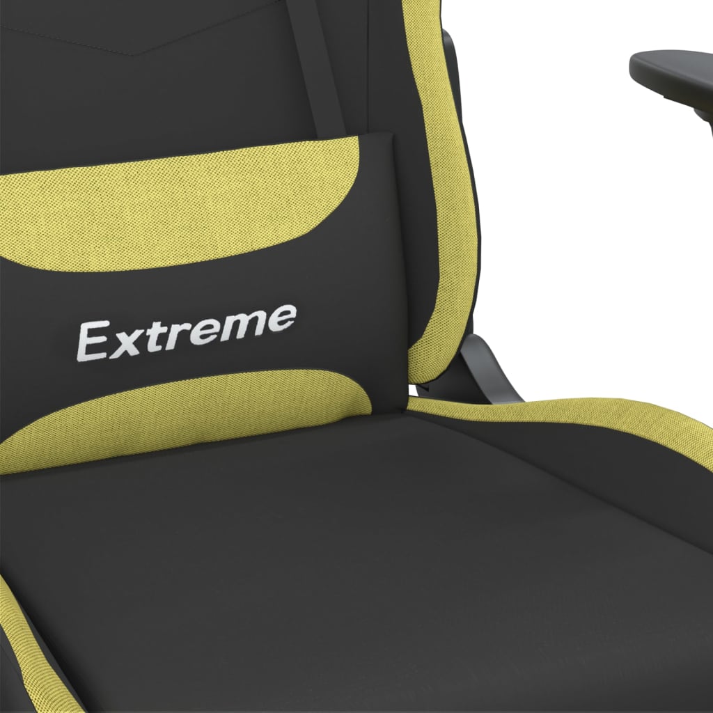 vidaXL Žaidimų kėdė, juodos ir šviesiai žalios spalvos, audinys