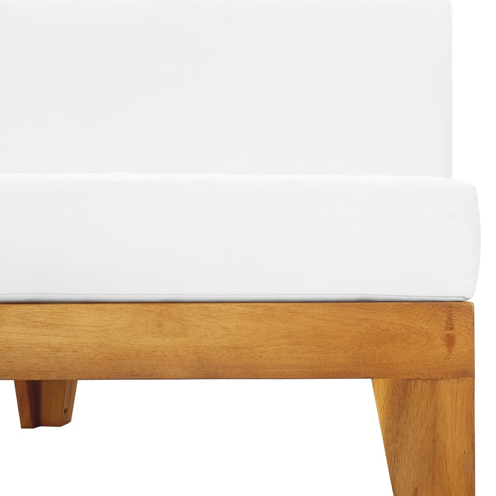 vidaXL Modulinė vidurinė sofos dalis su kreminėmis pagalvėmis, akacija