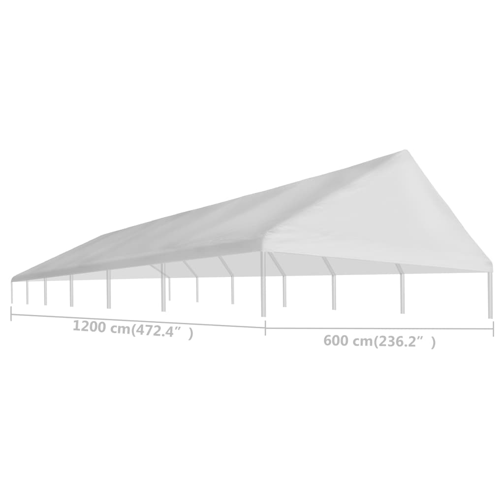 vidaXL Proginės palapinės stogas, baltas, 6x12 m