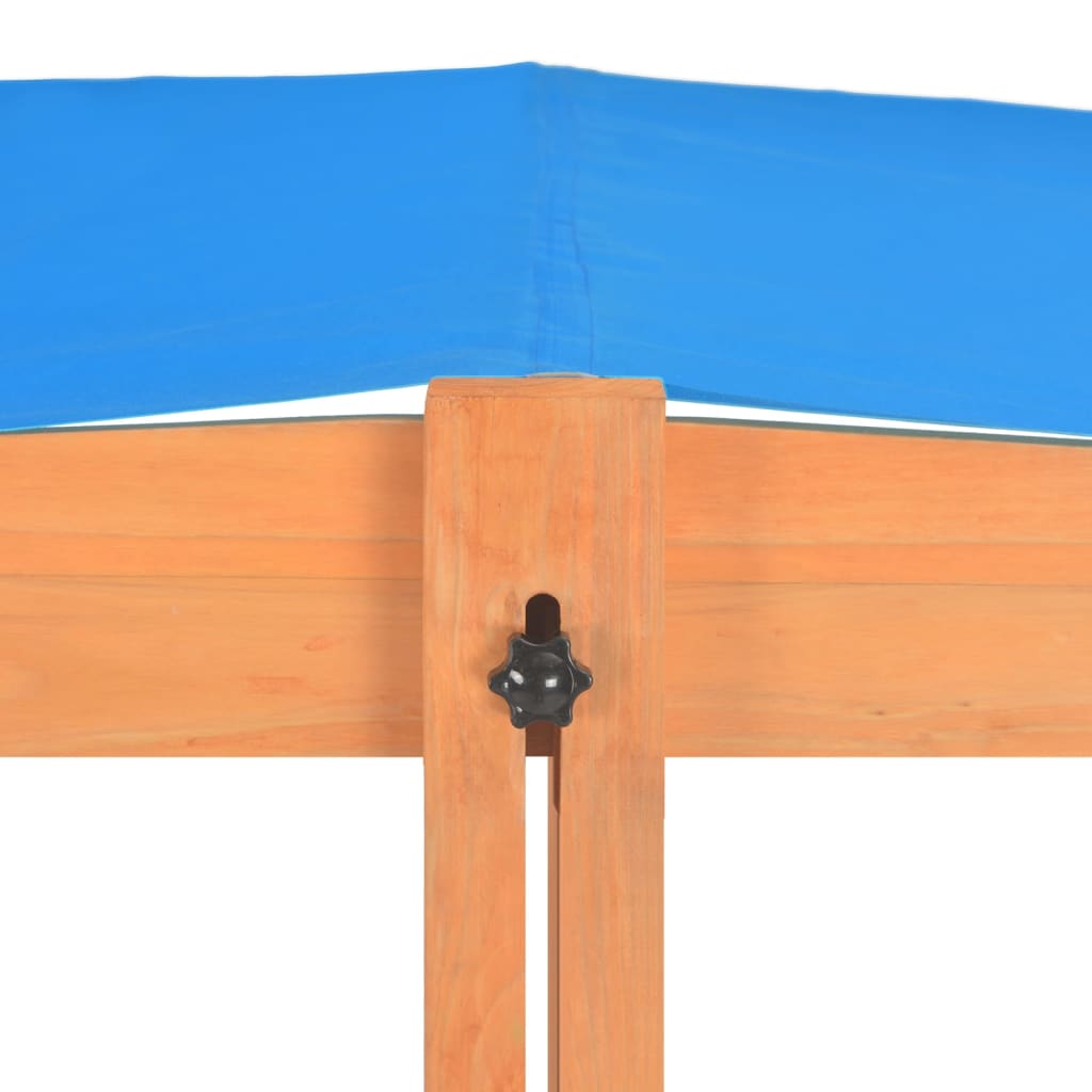 vidaXL Smėlio dėžė su reguliuojamu stogeliu, 115x115x115cm, eglė