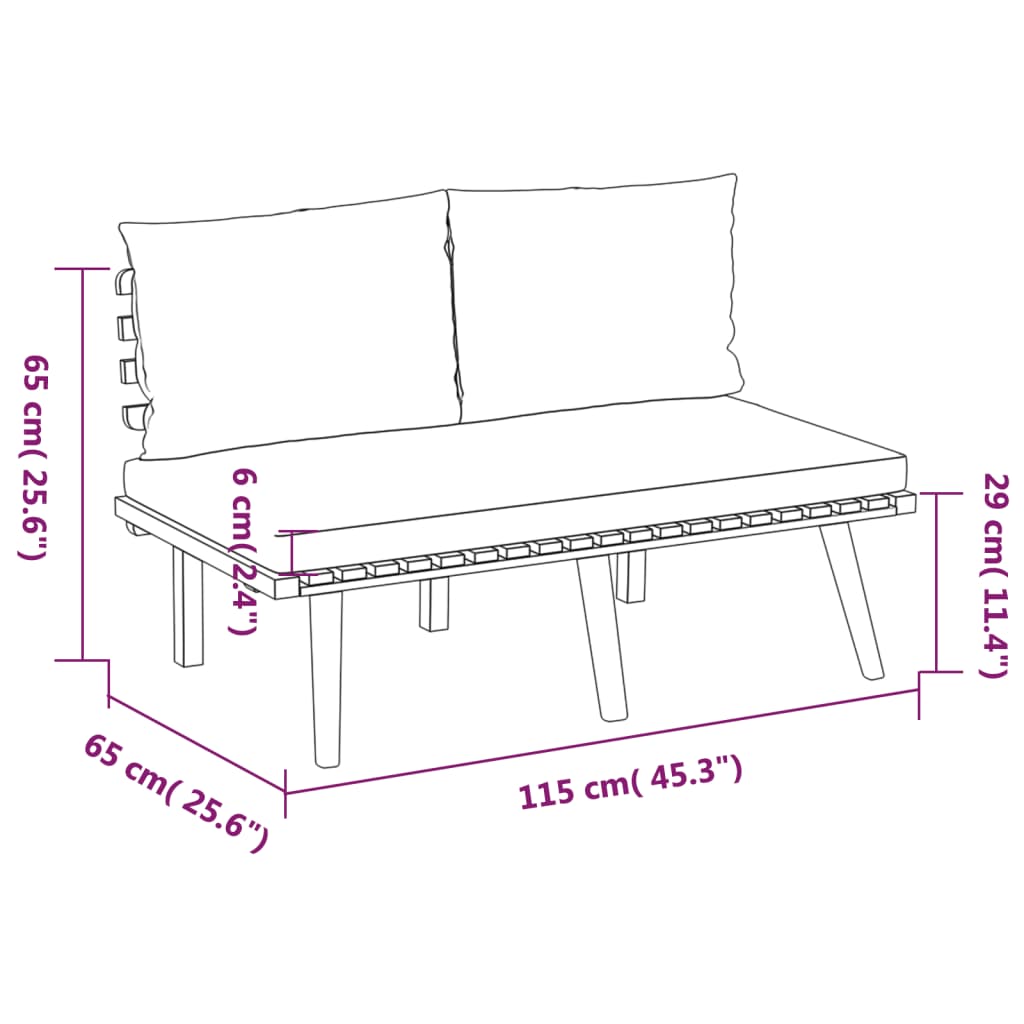 vidaXL Sodo baldų komplektas su pagalvėmis, 5 dalių, akacijos masyvas