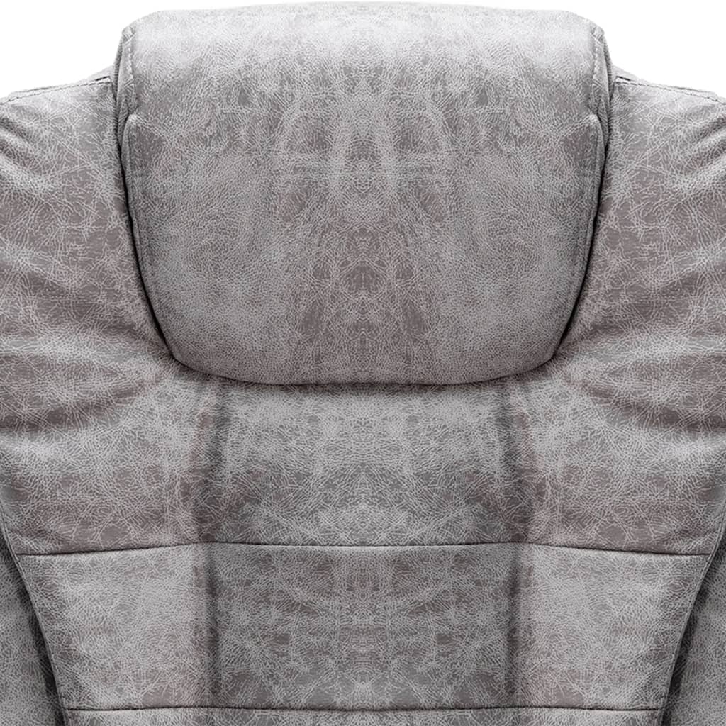 vidaXL Masažinė biuro kėdė, šviesiai pilkos spalvos, dirbtinė oda
