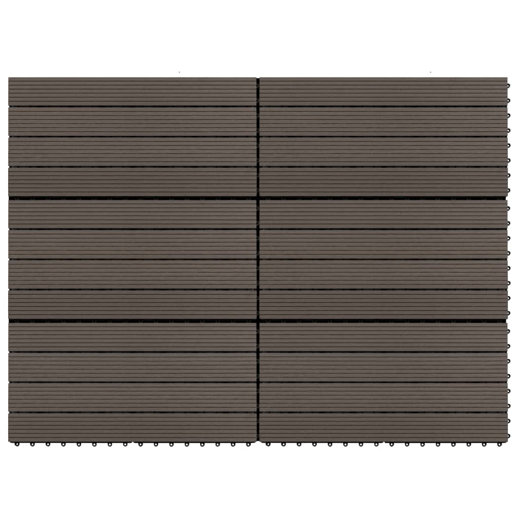 vidaXL Grindų plytelės, 6vnt., tamsiai rudos, 60x30cm, WPC, 1,08 m²