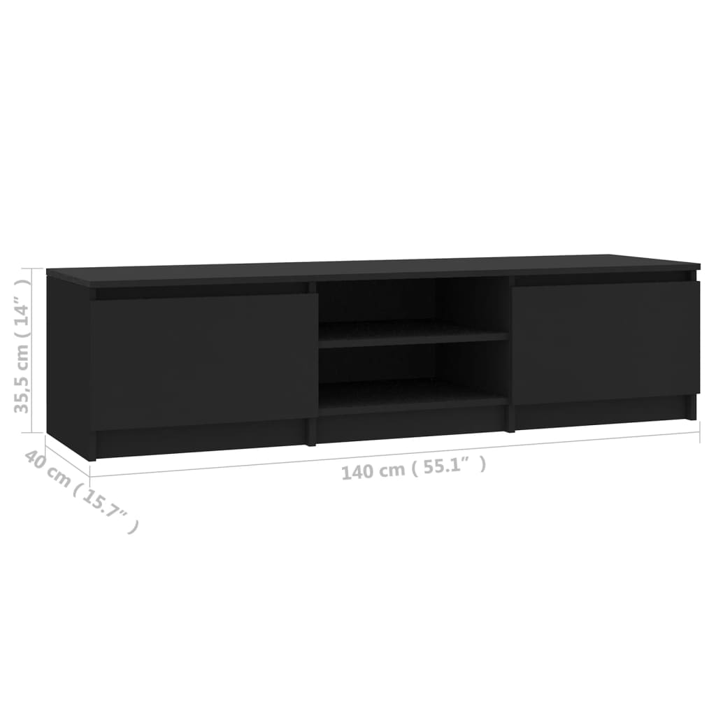 vidaXL Televizoriaus spintelė, juoda, 140x40x35,5cm, apdirbta mediena