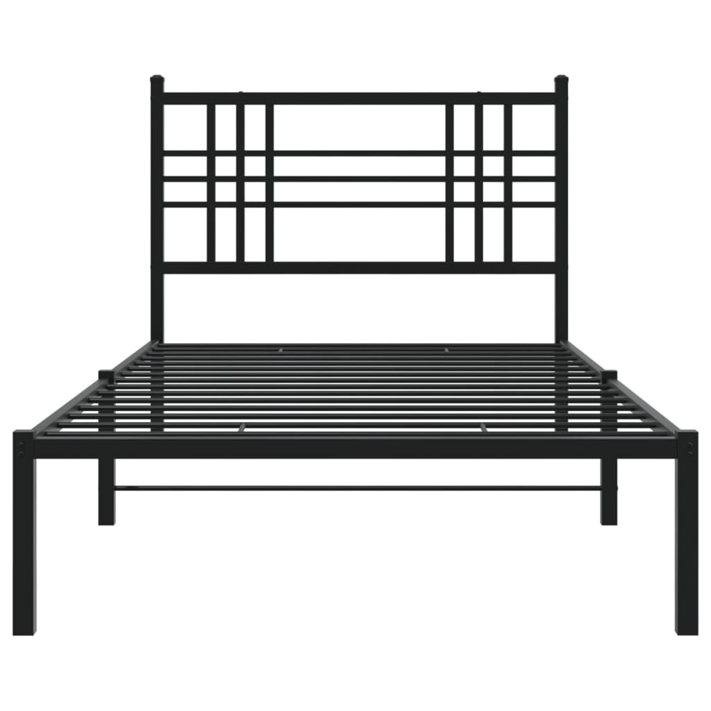 vidaXL Metalinis lovos rėmas su galvūgaliu, juodos spalvos, 90x190cm