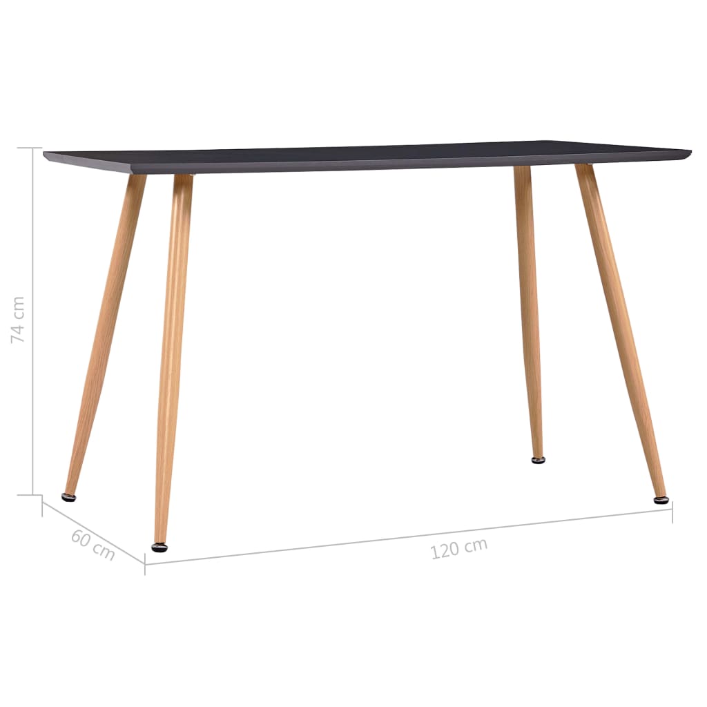 vidaXL Valgomojo stalas, pilkos ir ąžuolo spalvos, 120x60x74cm, MDF