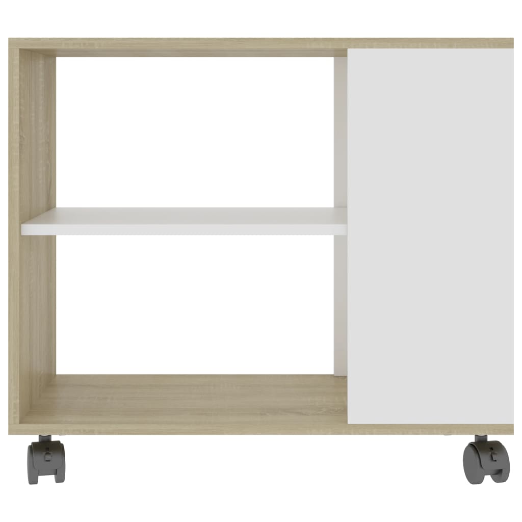 vidaXL Šoninis staliukas, baltas ir ąžuolo, 70x35x55cm, mediena