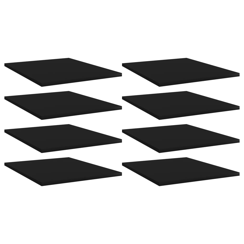 vidaXL Knygų lentynos plokštės, 8vnt., juodos, 40x50x1,5cm, MDP