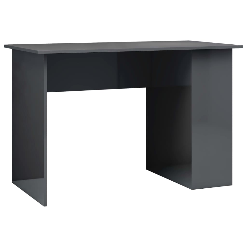 vidaXL Rašomasis stalas, pilkas, 110x60x73cm, MDP, ypač blizgus