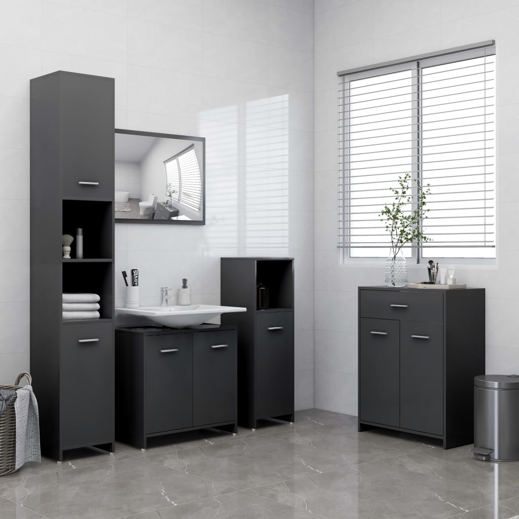 vidaXL Vonios kambario spintelė, pilkos spalvos, 60x33x80cm, MDP