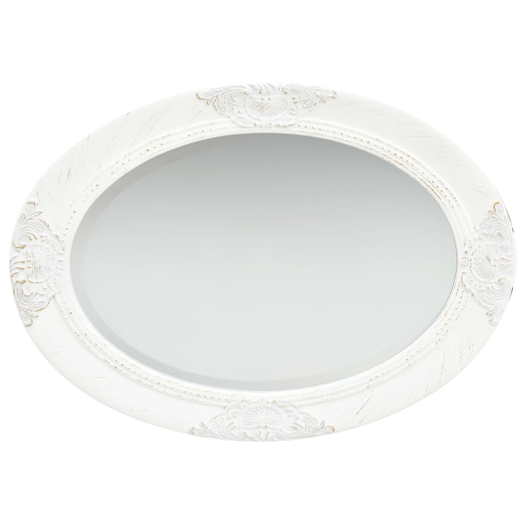 vidaXL Sieninis veidrodis, baltos spalvos, 50x70cm, barokinio stiliaus