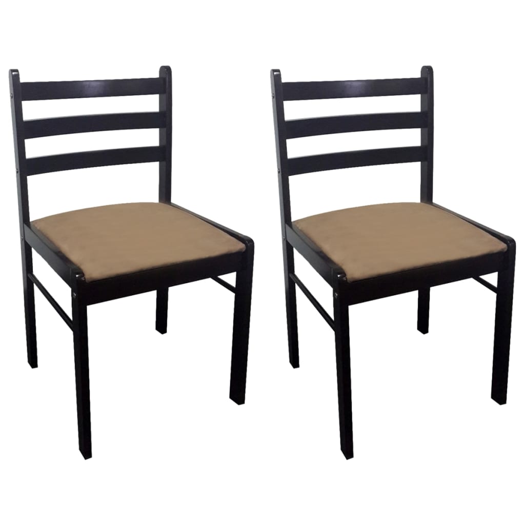 vidaXL Valgomojo kėdės, 2vnt., rudos, bukmedžio masyvas ir aksomas