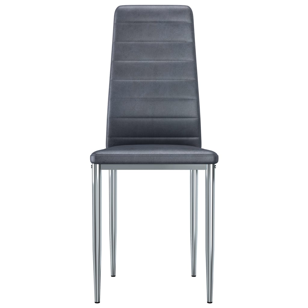vidaXL Valgomojo kėdės, 4vnt., pilkos spalvos, dirbtinė versta oda