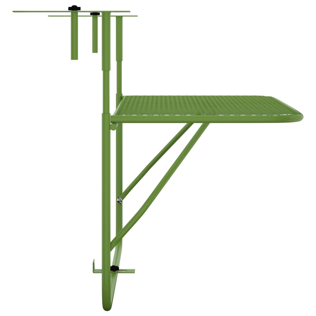 vidaXL Balkono staliukas, žalios spalvos, 60x40cm, plienas