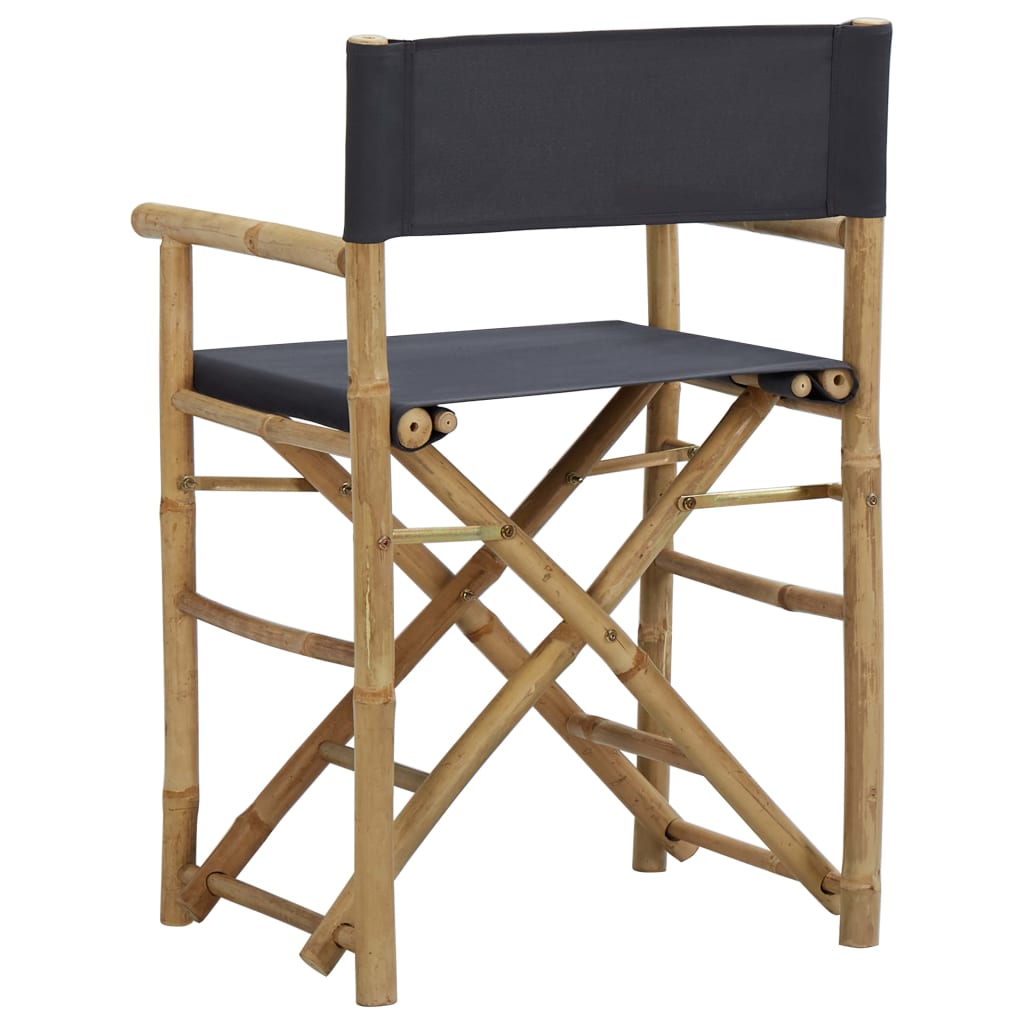 vidaXL Režisieriaus kėdės, 2vnt., pilkos, bambukas ir audinys